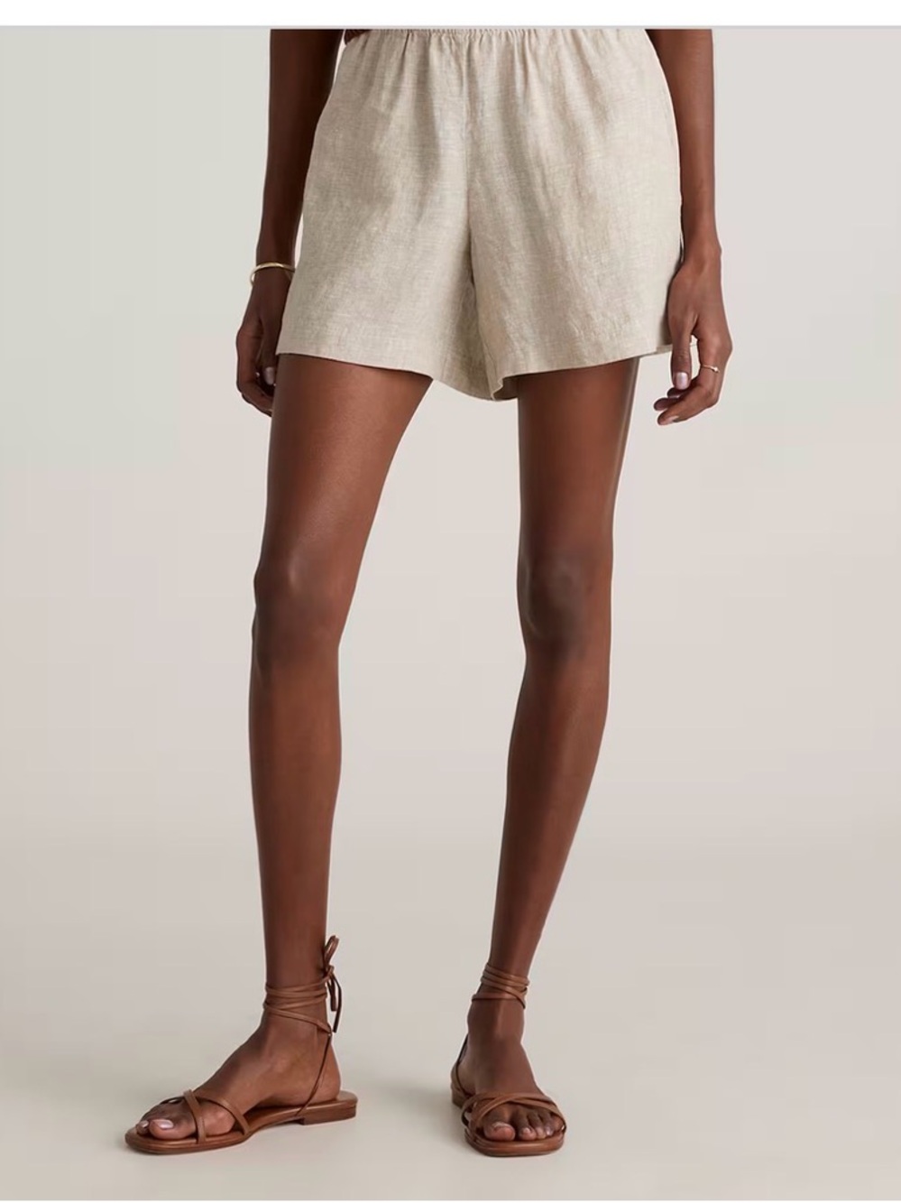 Quince Beige High-Waist Women’s Shorts